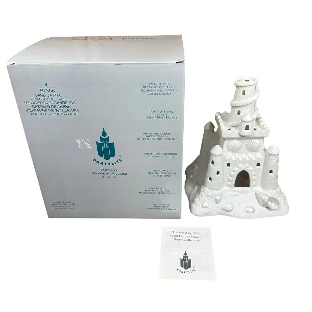 PartyLite Bisque Porcelain Sandcastle Beach House Decor Tea Light Candle Holder